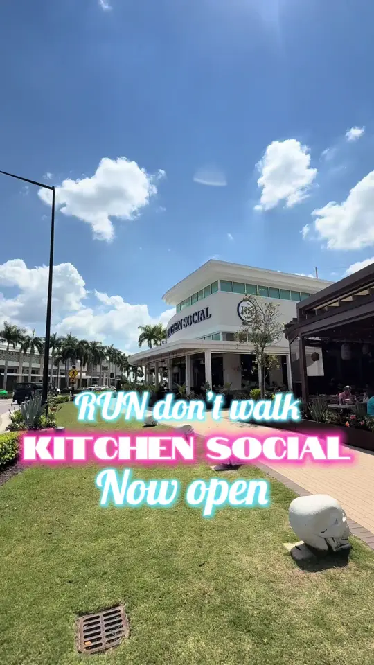 Kitchen Social in Sarasota showing review, visit, fresh dishes, handcrafted drinks, chef-driven comfort food, shareables, video by amy_srq on TikTok