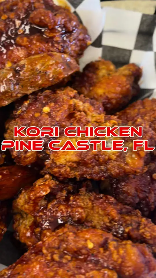 Kori Chicken in Orlando showing visit, fried chicken, crazy spicy wings, snow cheese fries, video by foodonthespectrum on TikTok