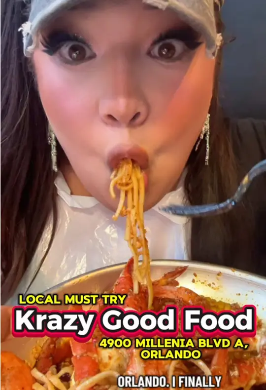 Krazy Good Food in Orlando showing review, visit, video by holographicmami on TikTok