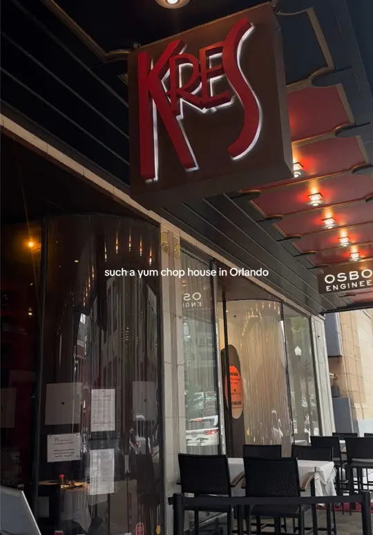 Kres Chophouse in Orlando showing review, visit, atmosphere, petite filet, shrimp dinner, video by rorisimonnn on TikTok