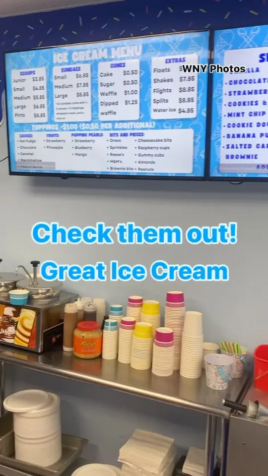 Ksplitz Creamery - Longleaf in Trinity showing review, ice cream, biscoff flavor, banana pudding, video by WNY Photos on Facebook