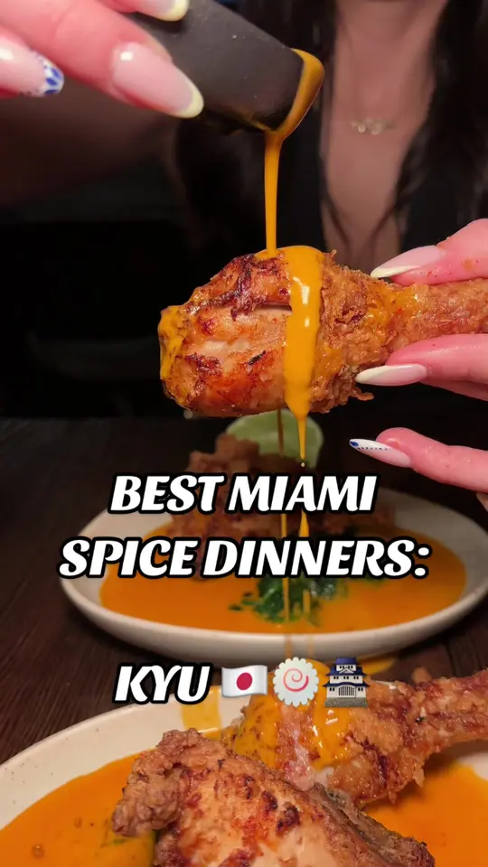 KYU in Miami showing miami spice dinner, video by maxeatsss on TikTok