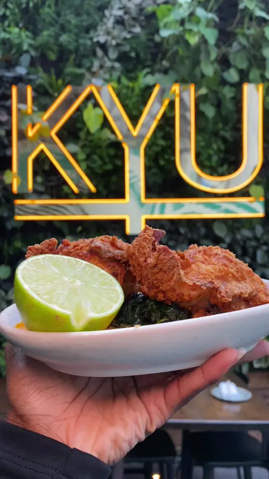 KYU in Miami showing review, visit, hamachi crudo, tuna crispy rice, korean fried chicken, baby back ribs, dark chocolate smores, mom’s coconut cake, video by kcsfinalbite on TikTok