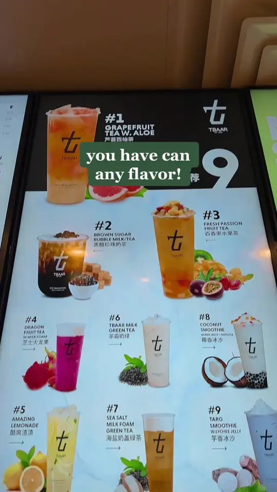 Kyuramen x Tbaar in Sandy Springs showing drinks, brown sugar boba, smoothie, lemonade, video by tbaarsuwanee on TikTok
