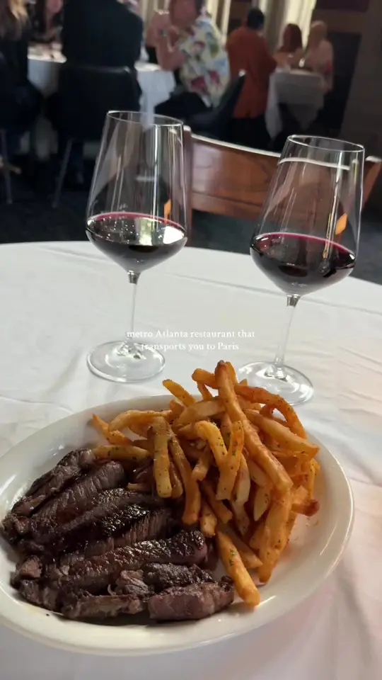 L'Antoinette French Restaurant in Milton showing foie gras, duck confit, ribeye steak & frites, bread service, salad, video by madoleapproved on TikTok