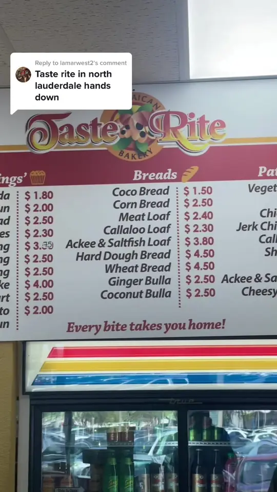 La Bakerie in Lauderhill showing review, jamaican beef patty, coco bread, video by sk8natethefoodie on TikTok