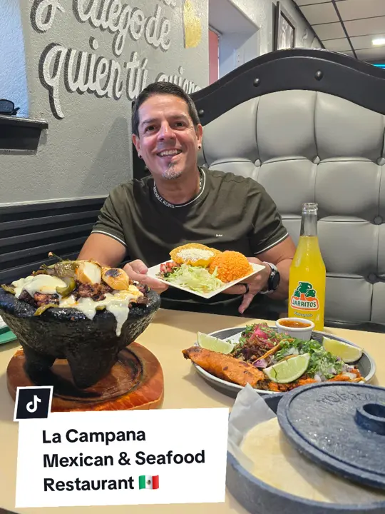 LA CAMPANA MEXICAN & SEAFOOD RESTAURANT in Orlando showing review, mexican food, seafood, video by siguemeyengorda on TikTok