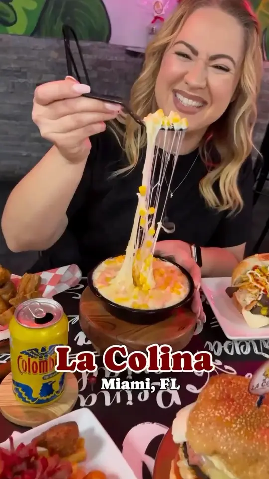 La Colina Comidas Rapidas in Miami showing hamburger, pepito, hot dog, empanada, arepa, quesadilla, video by La Colina Comidas Rapidas on Facebook