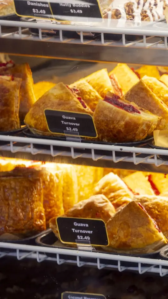 La Segunda Bakery and Cafe in St. Petersburg showing cuban bread, guava turnovers, video by Visit Tampa Bay on Facebook