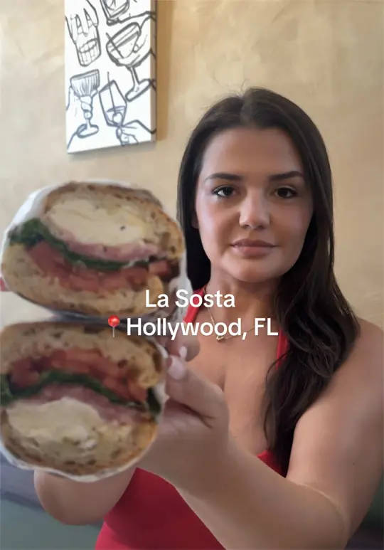 La Sosta in Hollywood showing food, sandwiches, drink, tiramisu italian latte, video by alisab.9 on TikTok