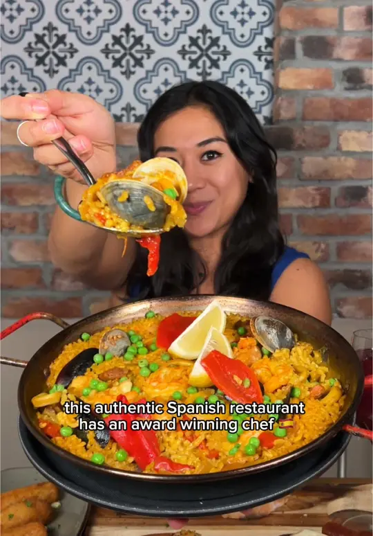 La Terraza Tapas & Bar Restaurant in Boca Raton showing restaurant visit, spanish food, tapas, paella, house-made desserts, video by explorewithgg on TikTok