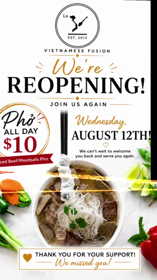 La V - Vietnamese Fusion in St. Petersburg showing pho, sliced beef pho, meatballs pho, video by lavfusiondtsp on TikTok