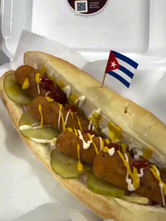 La Vaquita Bakery Lantana in Florida showing food, croquetas, video by lavaquita_drivethru on TikTok