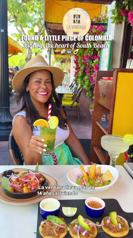  in Florida showing food, bandeja paisa, mojarra con arroz con coco y patacones, arepitas con guacamole, ceviche de chicharrón, paella, video by fashion.eat.travel on TikTok