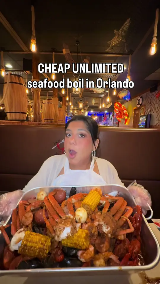  in Florida showing all-you-can-eat seafood boil, crab legs, shrimp, video by mariajlane on TikTok