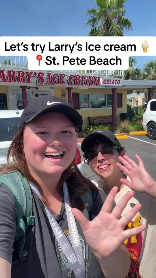 Larry's Ice Cream & Gelatos in St. Pete Beach showing ice cream shop, review, video by livingwithspecters on TikTok