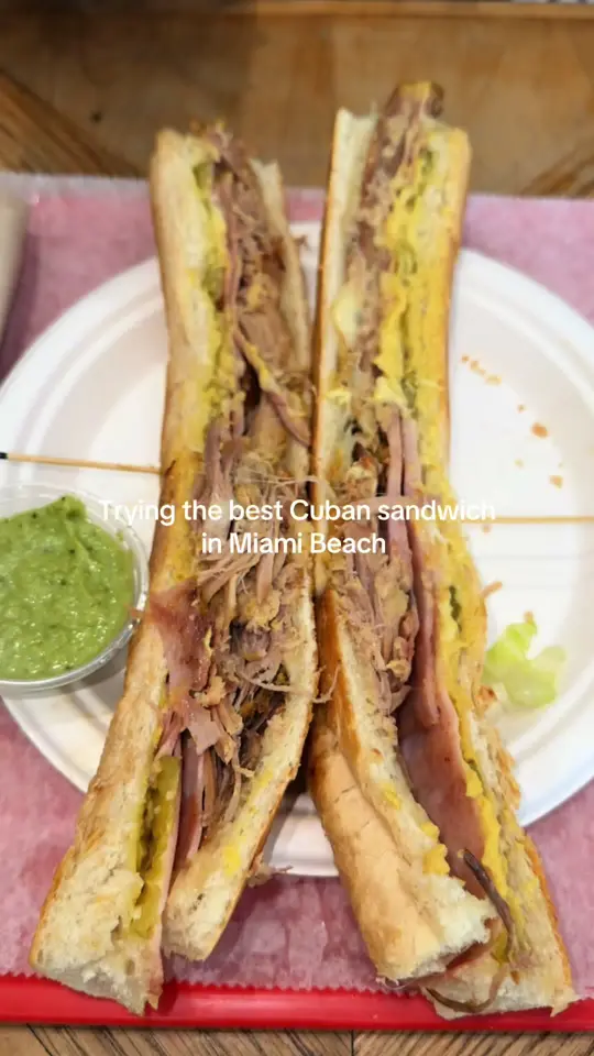 Las Olas Cafe in Miami Beach showing review, cuban sandwich, video by aliexxx9 on TikTok