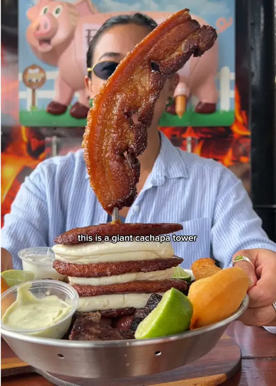 Las Rubias Grill Westchester in Miami showing food, giant platters, video by explorewithgg on TikTok