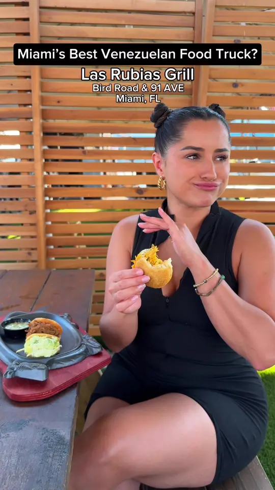 Las Rubias Grill Westchester in Miami showing food, arepas, video by mayitakeabite on TikTok