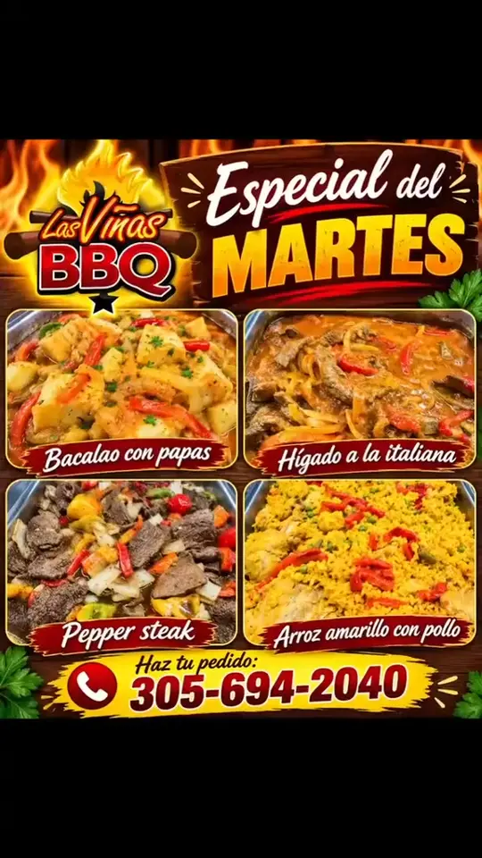 Las Viñas BBQ in Hialeah showing restaurant, cuban food, video by LAS VIÑAS BBQ on Facebook