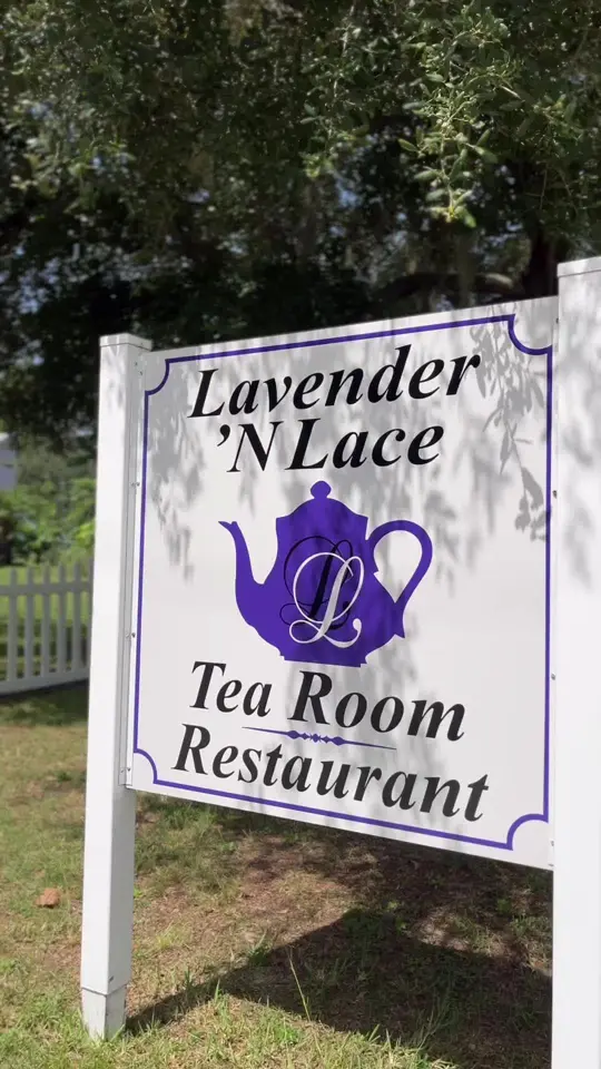 Lavender 'n Lace Tearoom in Lake Alfred showing high tea, romantic lunch, french cottage atmosphere, video by lavendernlacetearoom on TikTok