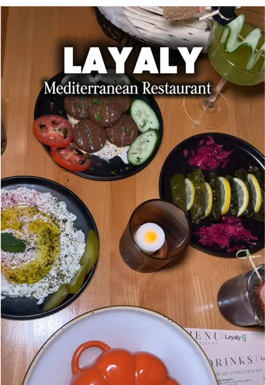 Layaly Mediterranean Restaurant in Chamblee showing review, visit, braised lamb, falafel, grape leaves, dubai chocolate cheesecake, lychee martini, video by callmecandace.tv on TikTok