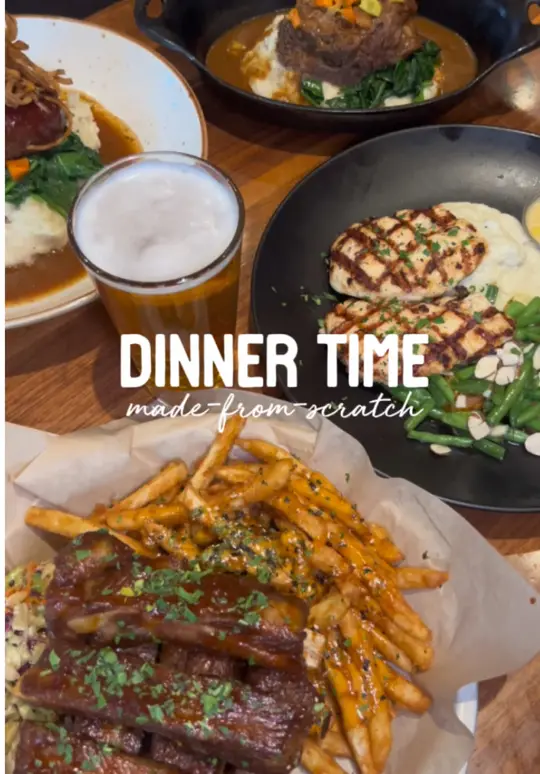 Lazy Dog Restaurant & Bar in Kissimmee showing made-from-scratch meals, dinner, video by lazydogrestaurants on TikTok