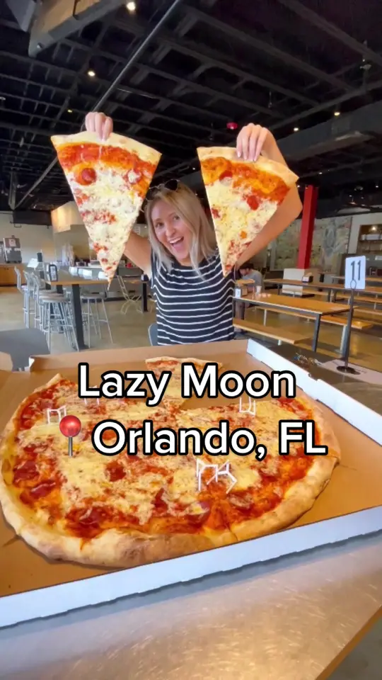 Lazy Moon Pizza in Orlando showing pizza, video by samanthalongton on TikTok