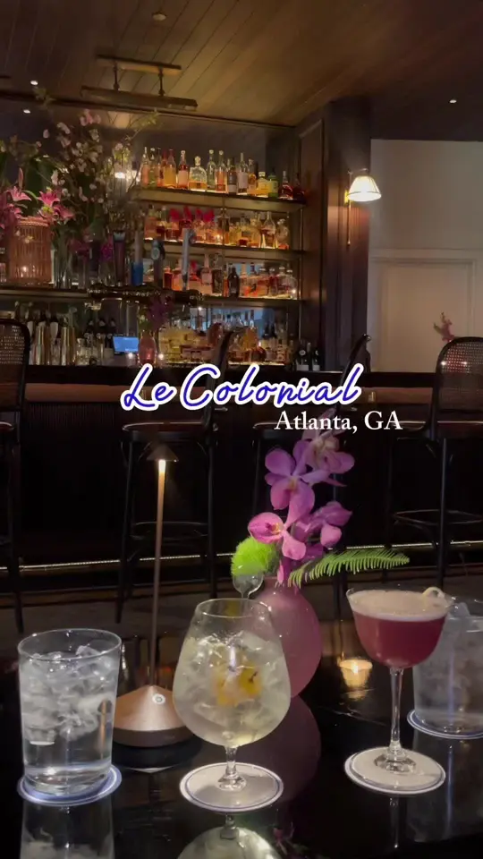 Le Colonial Atlanta in Atlanta showing food, crispy shrimp & pork roll, pan seared chicken dumplings, roasted salmon, spicy chicken stir-fry, crème brûlée, drinks, lychee martini, video by atlgemz on TikTok