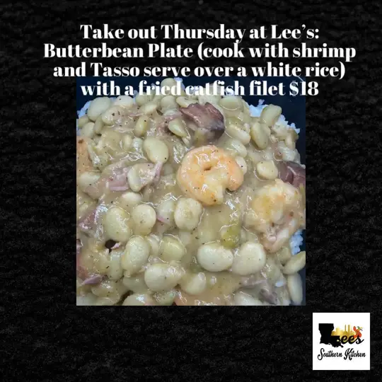 Lee's Southern Kitchen in Dallas showing food, butterbean plate, food, fried catfish, video by Lee's Southern Kitchen on Facebook