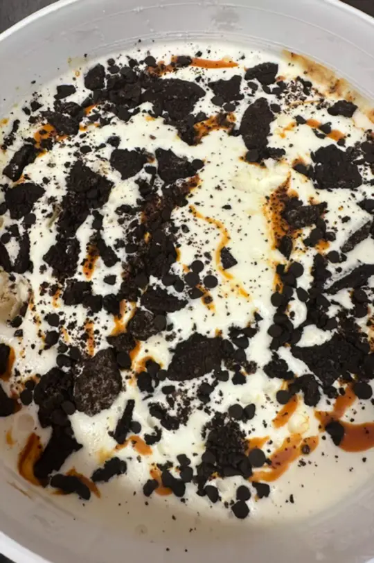 Let It Be Ice Cream in Gulfport showing ice cream, circus animal, just cherry, chocolate chip, salted oreo, malted brownie crunch, vegan pina colada, vegan blueberry fairy, video by Let It Be Ice Cream on Facebook