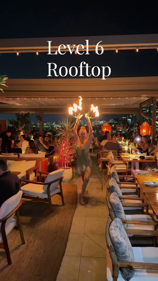 Level 6 Rooftop Restaurant Miami in Miami showing cocktail, craft cocktails, atmosphere, sunset vibes, video by travelin_with_nelson on TikTok
