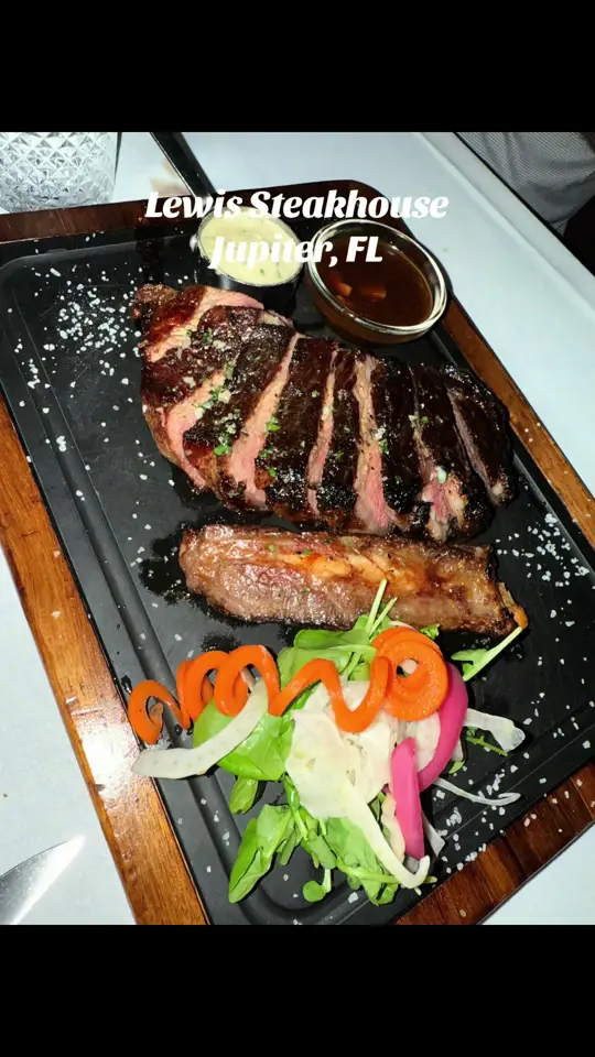 Lewis Steakhouse in Jupiter showing steak, restaurant visit, video by brittanyborman on TikTok