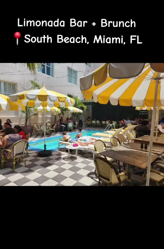 Limonada Bar + Brunch in Miami Beach showing brunch, drinks, food, pool, music, outdoor, video by melissamloca on TikTok