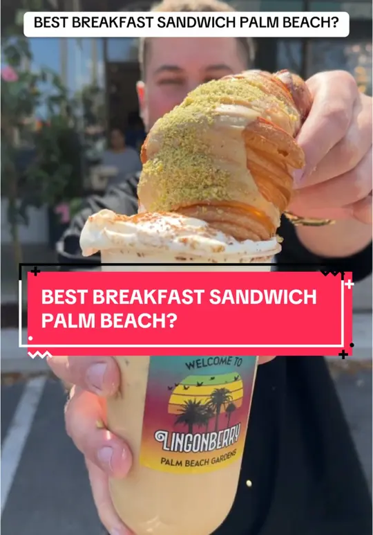 Lingonberry (Northlake) in Palm Beach Gardens showing breakfast sandwich, restaurant visit, video by mikeiseating on TikTok