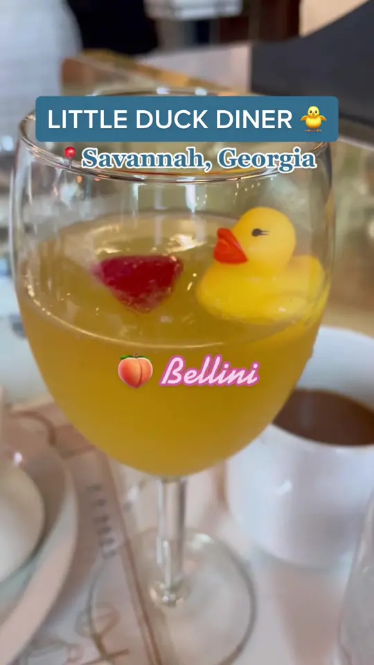 Little Duck Diner in Savannah showing cocktail, cute garnish, video by cookinwithbooze on TikTok