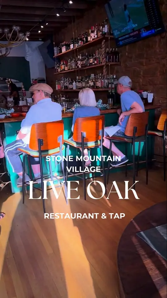 Live Oak Restaurant & Tap in Stone Mountain showing drink, martini, menu item, monday night martinis, video by City of Stone Mountain Downtown Developm on Facebook