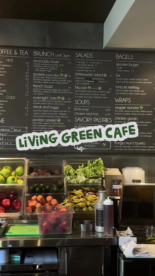 Living Green Cafe - Boca in Boca Raton showing review, protein omelette, steak and eggs, vanilla latte, orange juice, video by paytonsimss on TikTok