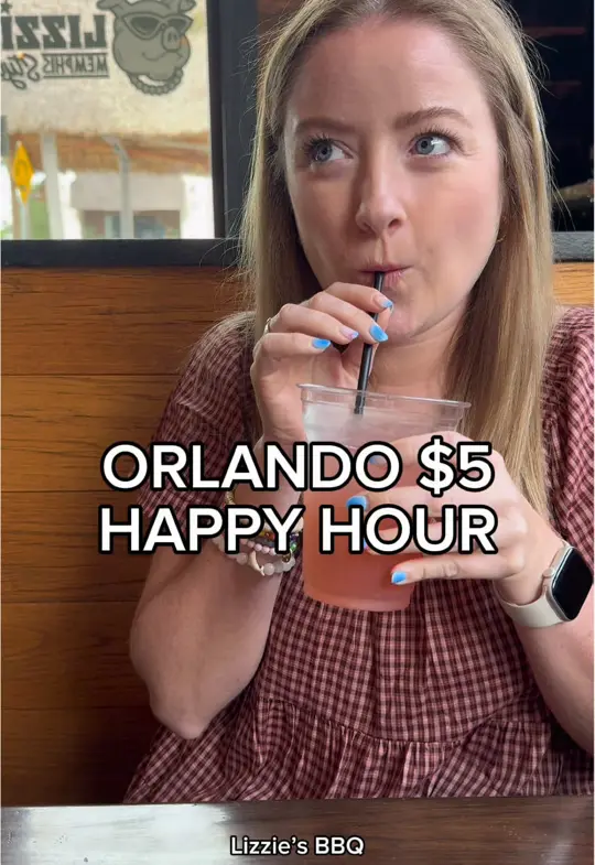 Lizzie’s Memphis Style BBQ in Kissimmee showing pulled pork sliders, brisket quesadillas, fried pickles, bbq chip basket, bourbon banana pudding shots, lizzie's lager, video by hannahlittlebitofmagic on TikTok