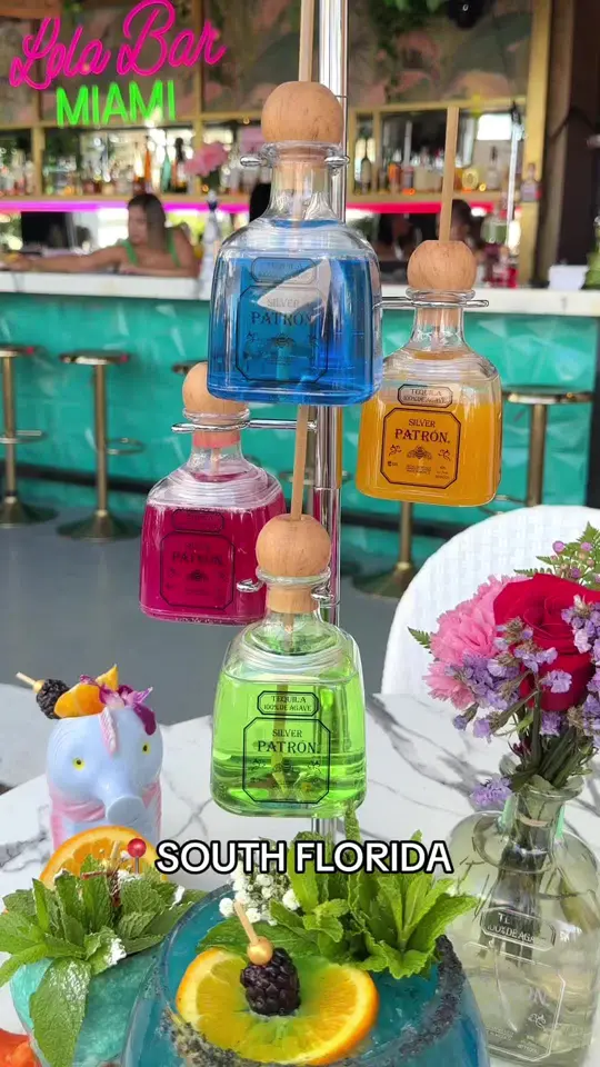 Lola bar in Miami showing cocktail, unique drinks, video by peakacity on TikTok