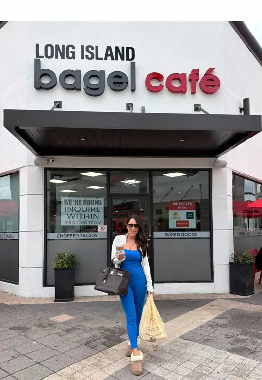 Long Island Bagel & Deli in Boca Raton showing review, visit, bagel sandwiches, spreads, salads, bakery favorites, video by lalainboca1 on TikTok