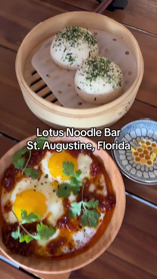 Lotus Noodle Bar in St. Augustine showing elevated ramen, french and japanese fusion cuisine, video by floridashistoriccoast on TikTok