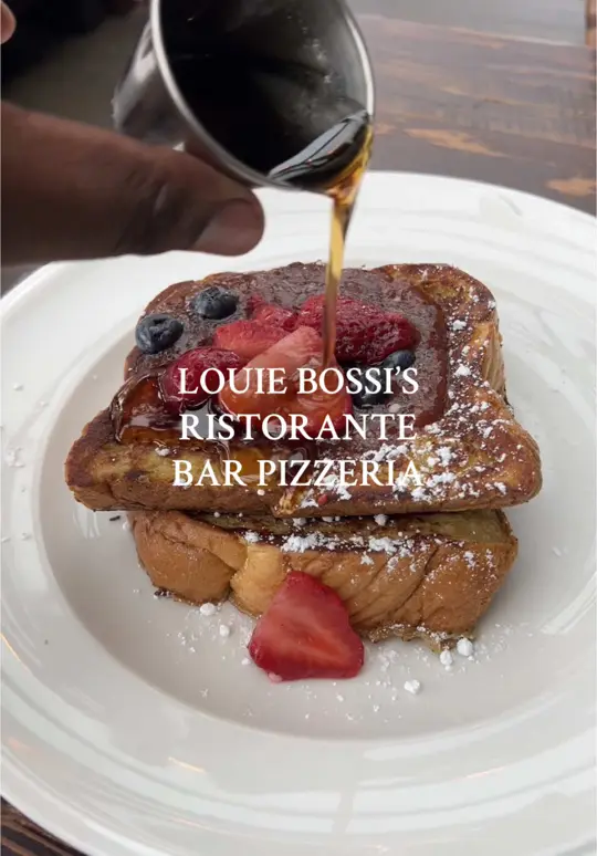 Louie Bossi's Ristorante Bar Pizzeria in Fort Lauderdale showing italian brunch, bottomless mimosas, bellinis, aperol spritz, video by sk8natethefoodie on TikTok