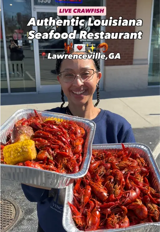 Louisiana Shack in Lawrenceville showing seafood, crawfish, hushpuppies, gumbo, self-service, review, video by travelfoodie_ishy on TikTok