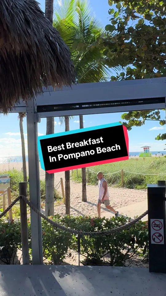 Lucky Fish Beach Bar in Pompano Beach showing breakfast, lucky fish beach bar, video by leavinglacasa on TikTok