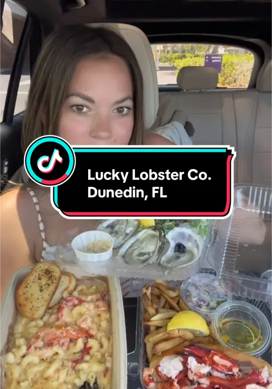 Lucky Lobster Co. in Dunedin showing lobster, lobster roll, raw oysters, seafood, mukbang, video by eatdrinkbemandy on TikTok