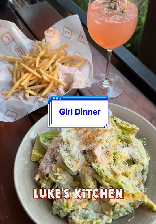 Luke's Kitchen in Orlando showing food, caesar salad / food, fries / drink, fun beverage, video by lemonhearted on TikTok