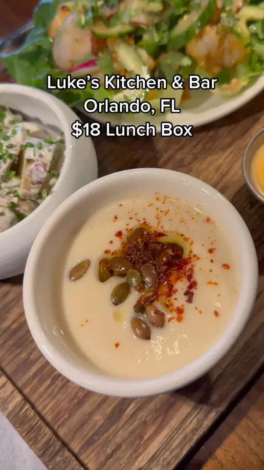 Luke's Kitchen in Orlando showing lunch box, meal, video by highspeeddining on TikTok