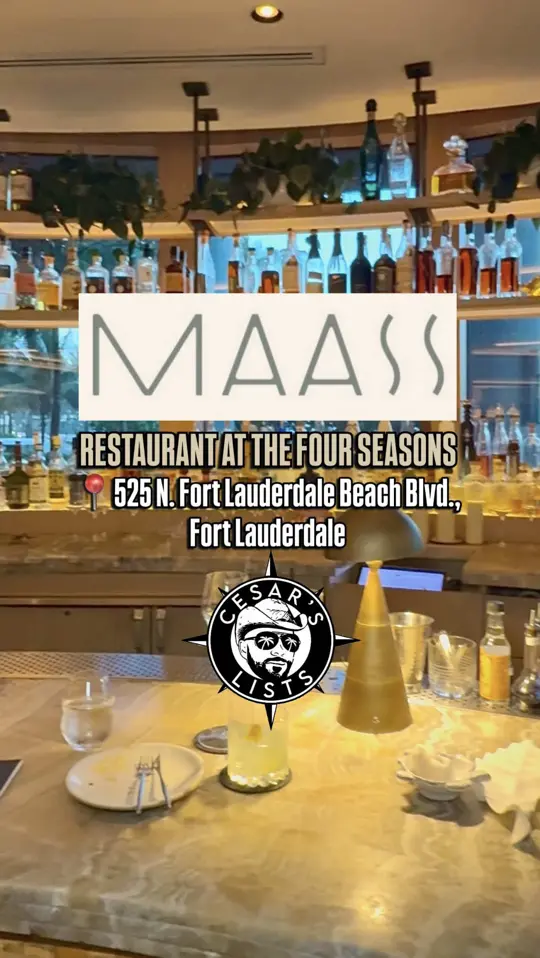 Maass Restaurant At The Four Seasons in Fort Lauderdale showing cocktail, iconic film-inspired cocktails, video by cesarslists on TikTok