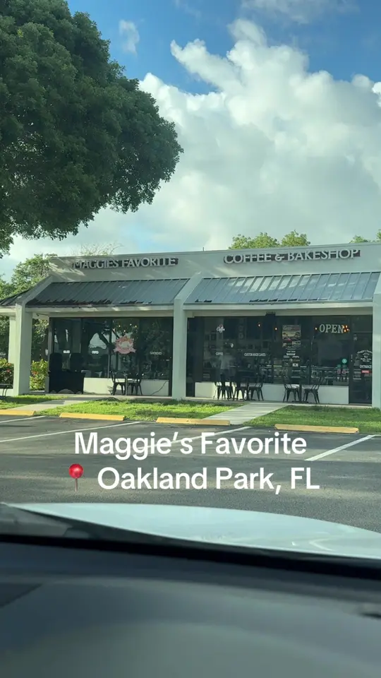 Maggie's Favorite in Oakland Park showing coffee, decaf cappuccino, food, egg & turkey croissant, video by otherkarina on TikTok